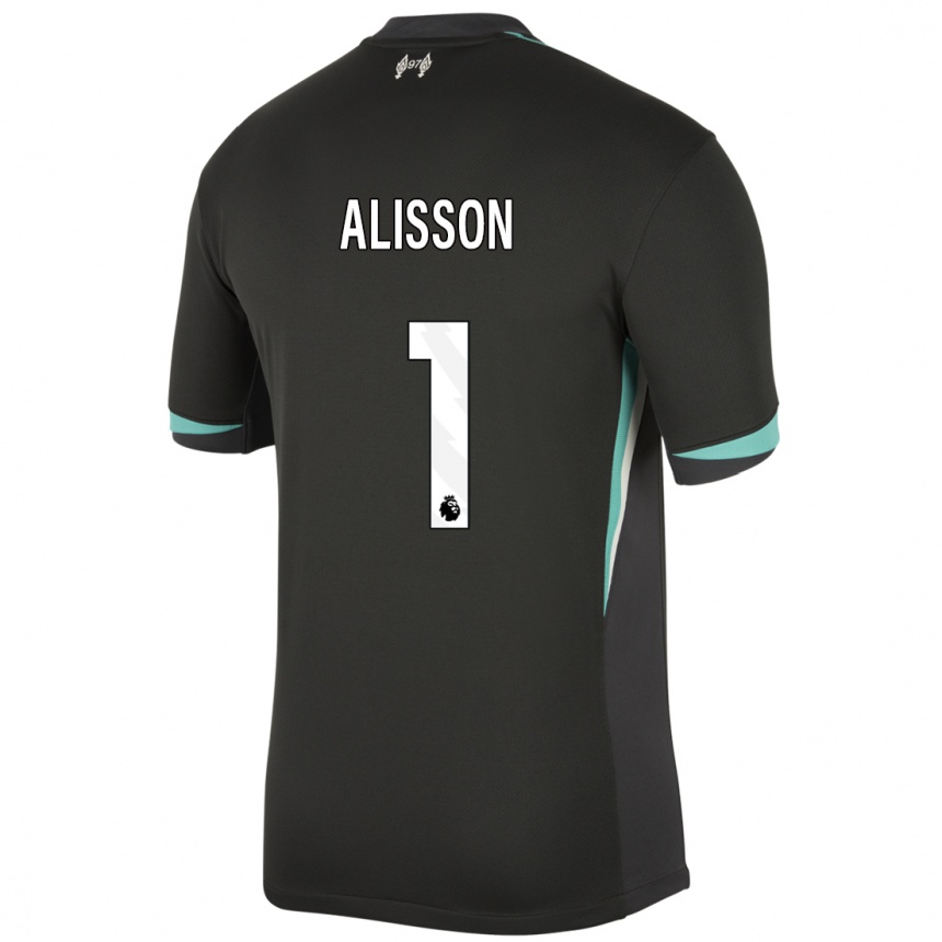 Kids Football Alisson #1 Black Anthracite White Away Jersey 2024/25 T-Shirt Australia