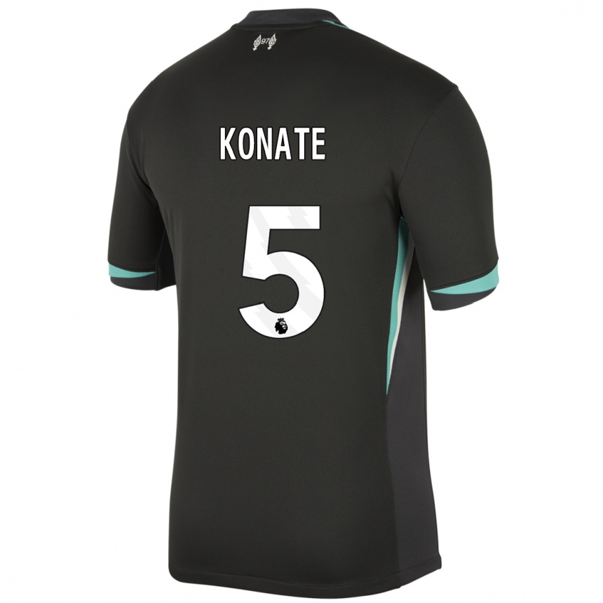 Kids Football Ibrahima Konate #5 Black Anthracite White Away Jersey 2024/25 T-Shirt Australia