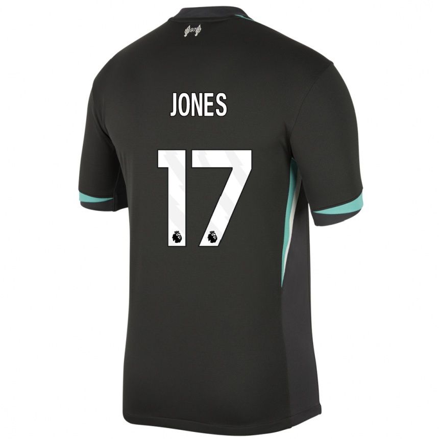 Kids Football Curtis Jones #17 Black Anthracite White Away Jersey 2024/25 T-Shirt Australia