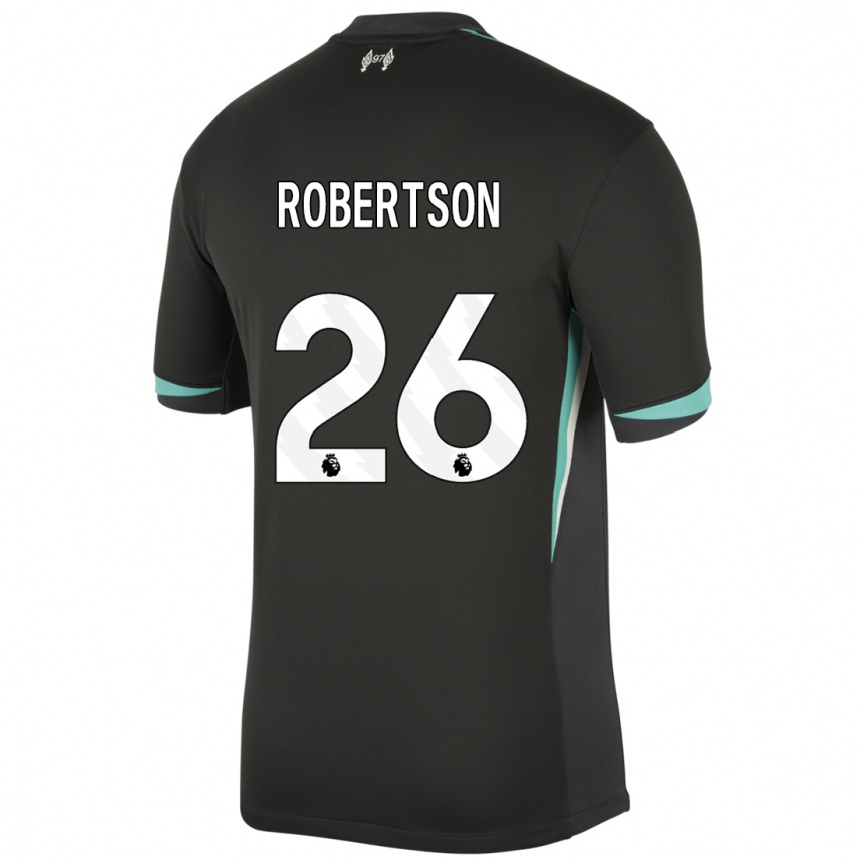 Kids Football Andrew Robertson #26 Black Anthracite White Away Jersey 2024/25 T-Shirt Australia