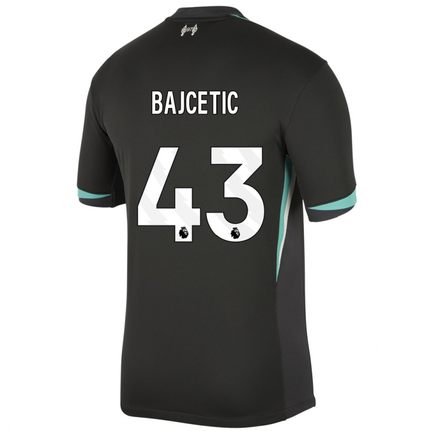 Kids Football Stefan Bajcetic #43 Black Anthracite White Away Jersey 2024/25 T-Shirt Australia