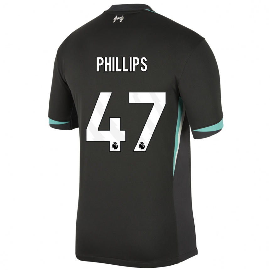 Kids Football Nathaniel Phillips #47 Black Anthracite White Away Jersey 2024/25 T-Shirt Australia