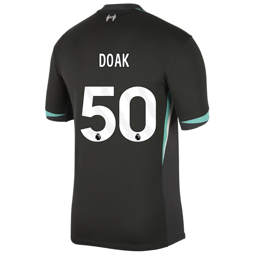 Kids Football Ben Doak #50 Black Anthracite White Away Jersey 2024/25 T-Shirt Australia