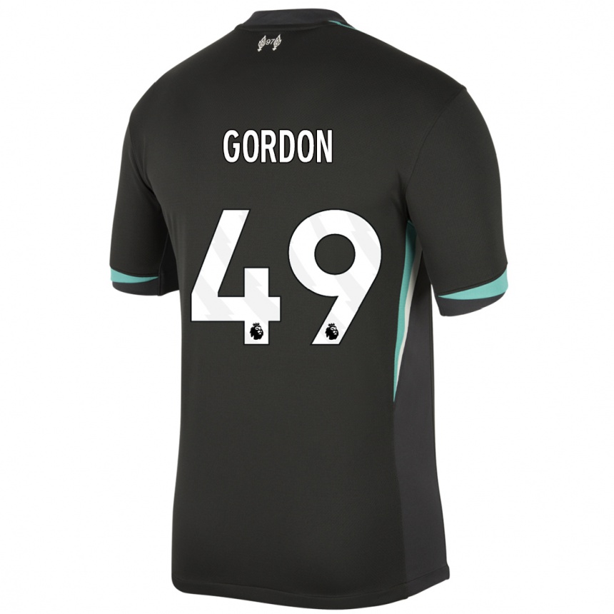 Kids Football Kaide Gordon #49 Black Anthracite White Away Jersey 2024/25 T-Shirt Australia