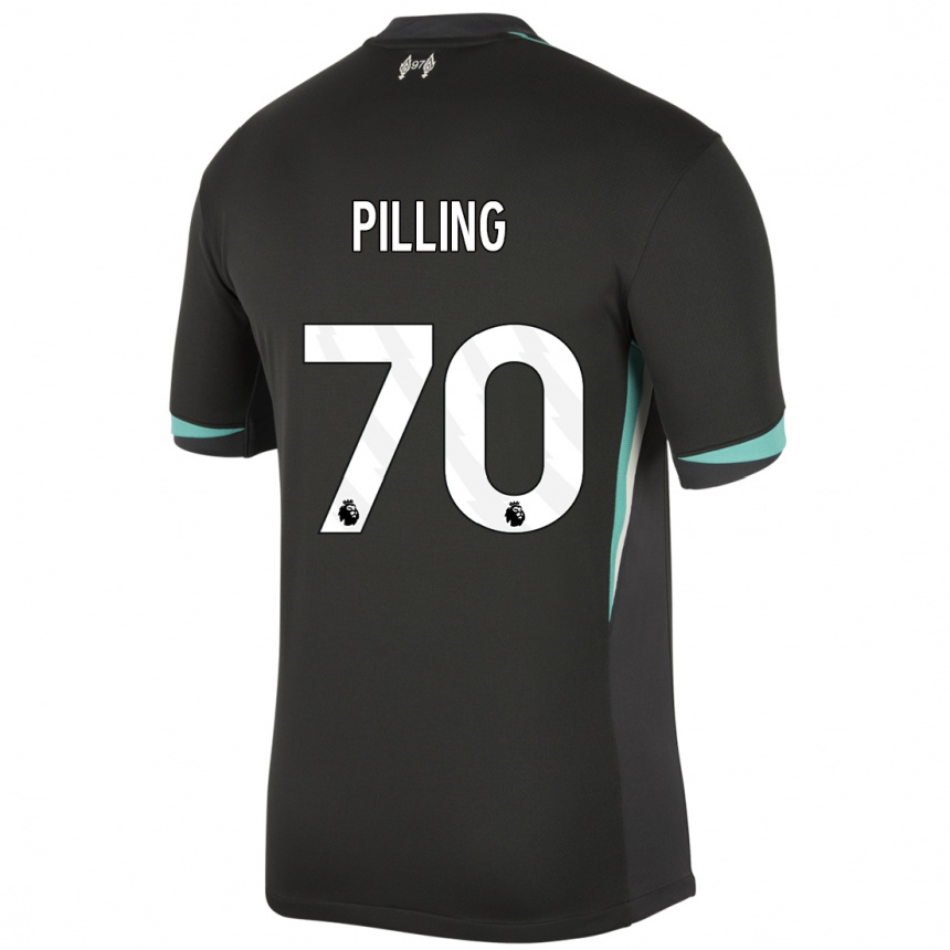 Kids Football Tommy Pilling #70 Black Anthracite White Away Jersey 2024/25 T-Shirt Australia