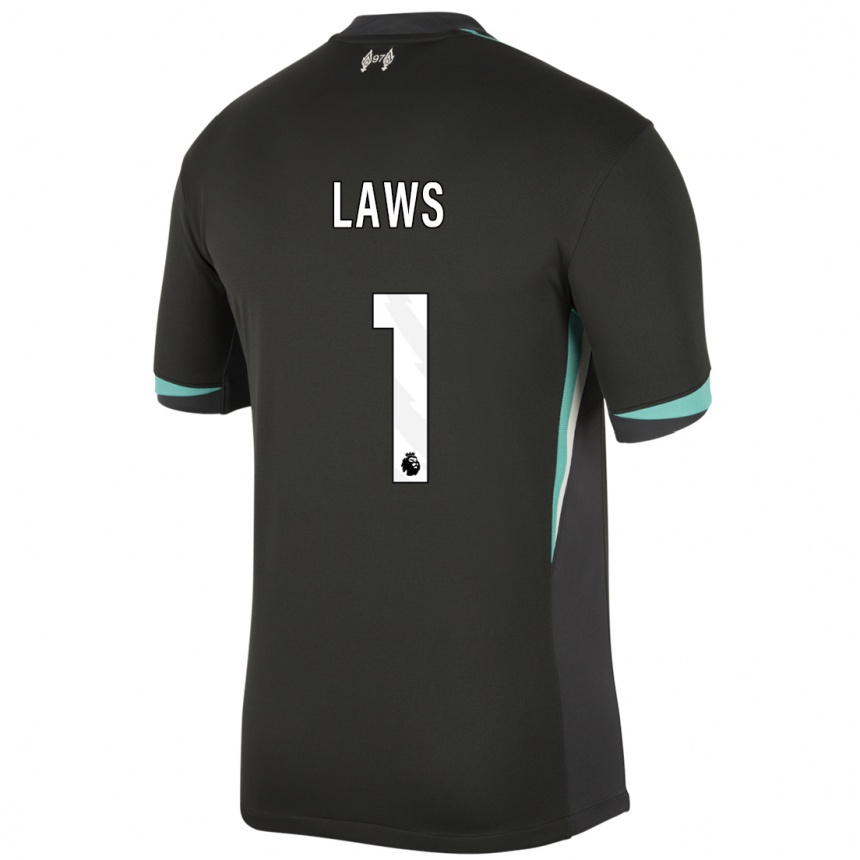 Kids Football Rachael Laws #1 Black Anthracite White Away Jersey 2024/25 T-Shirt Australia