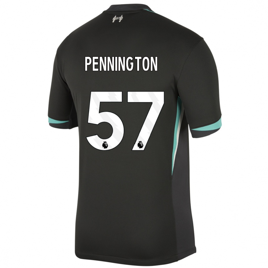 Kids Football Cody Pennington #57 Black Anthracite White Away Jersey 2024/25 T-Shirt Australia