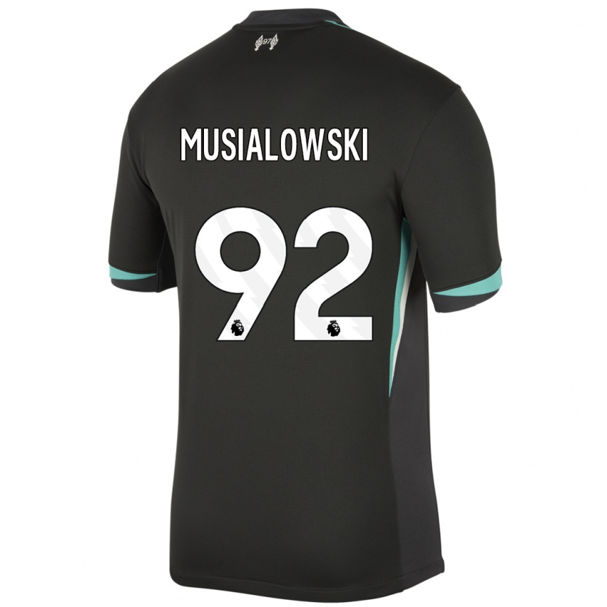 Kids Football Mateusz Musialowski #92 Black Anthracite White Away Jersey 2024/25 T-Shirt Australia