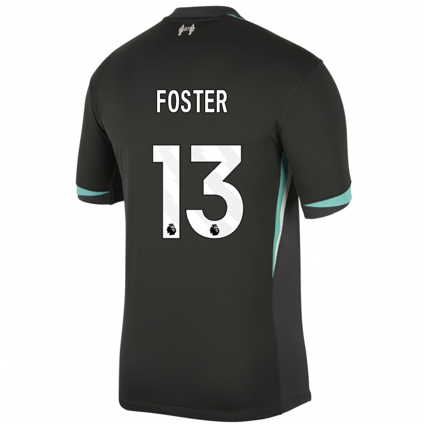 Kids Football Rylee Foster #13 Black Anthracite White Away Jersey 2024/25 T-Shirt Australia