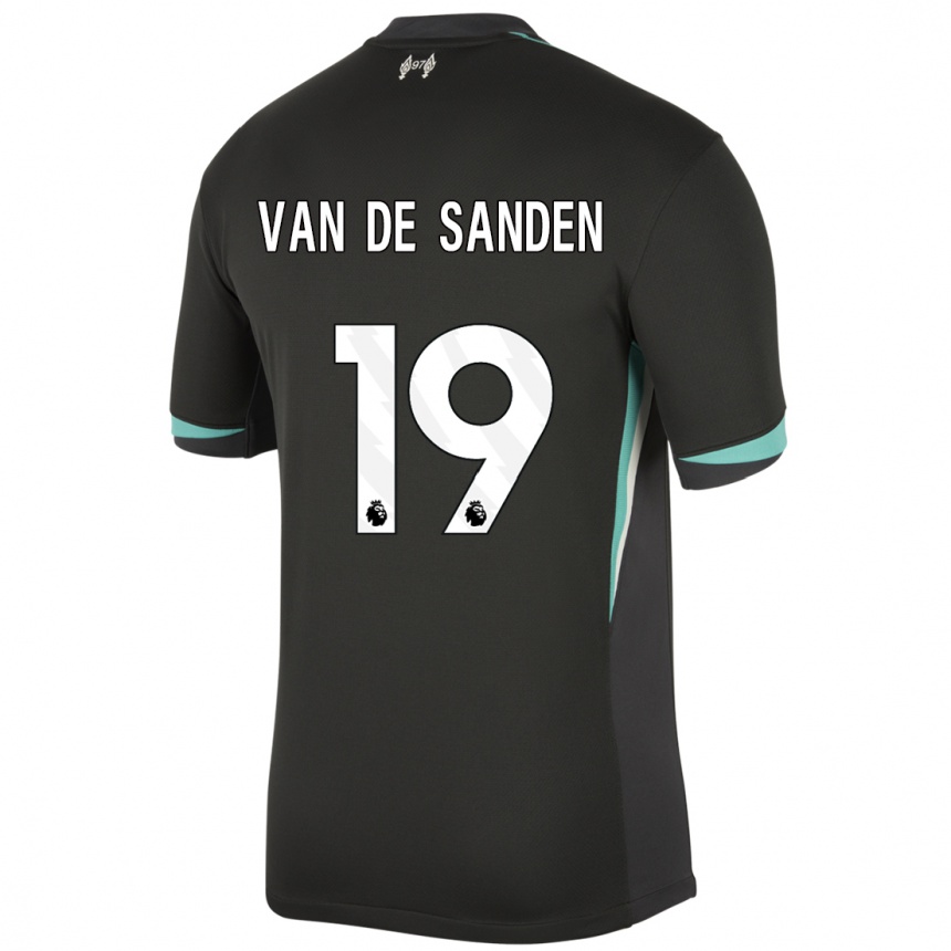 Kids Football Shanice Van De Sanden #19 Black Anthracite White Away Jersey 2024/25 T-Shirt Australia