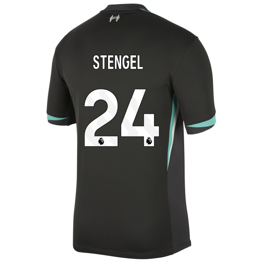 Kids Football Katie Stengel #24 Black Anthracite White Away Jersey 2024/25 T-Shirt Australia