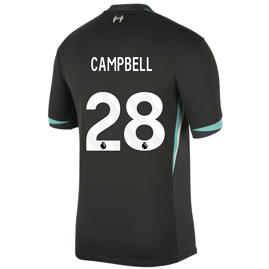 Kids Football Megan Campbell #28 Black Anthracite White Away Jersey 2024/25 T-Shirt Australia