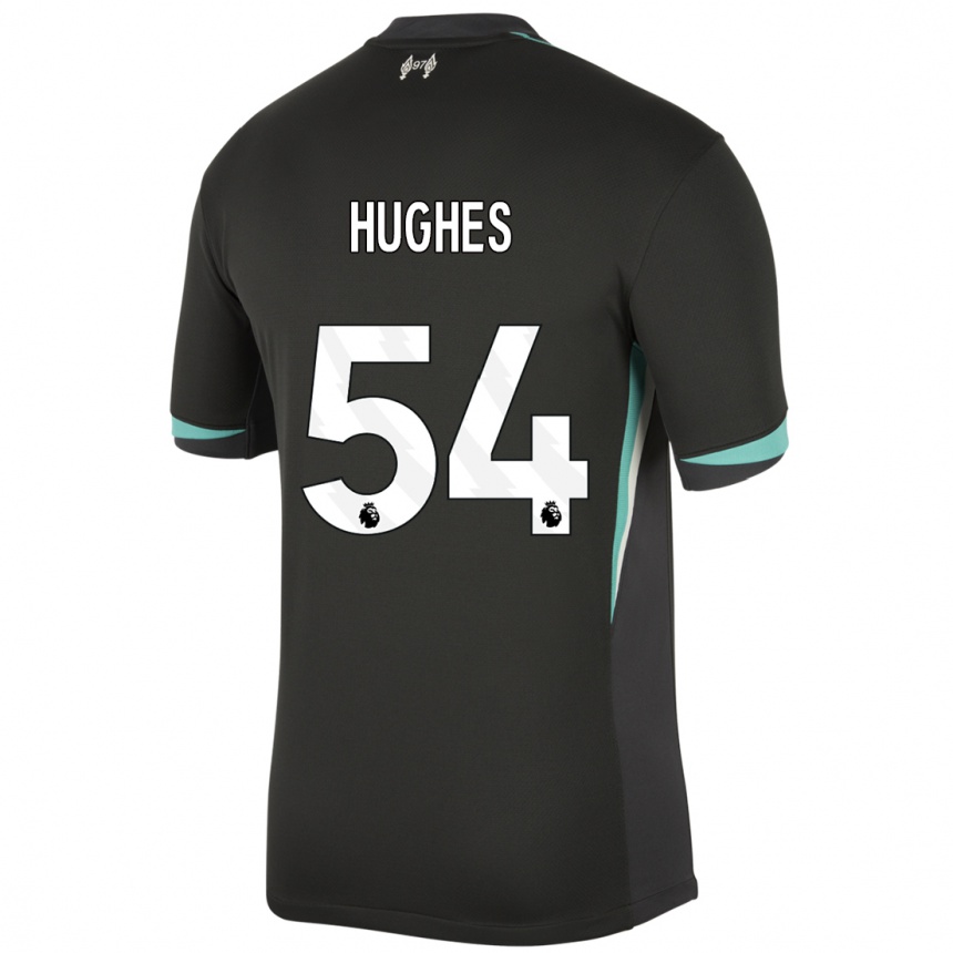 Kids Football Liam Hughes #54 Black Anthracite White Away Jersey 2024/25 T-Shirt Australia