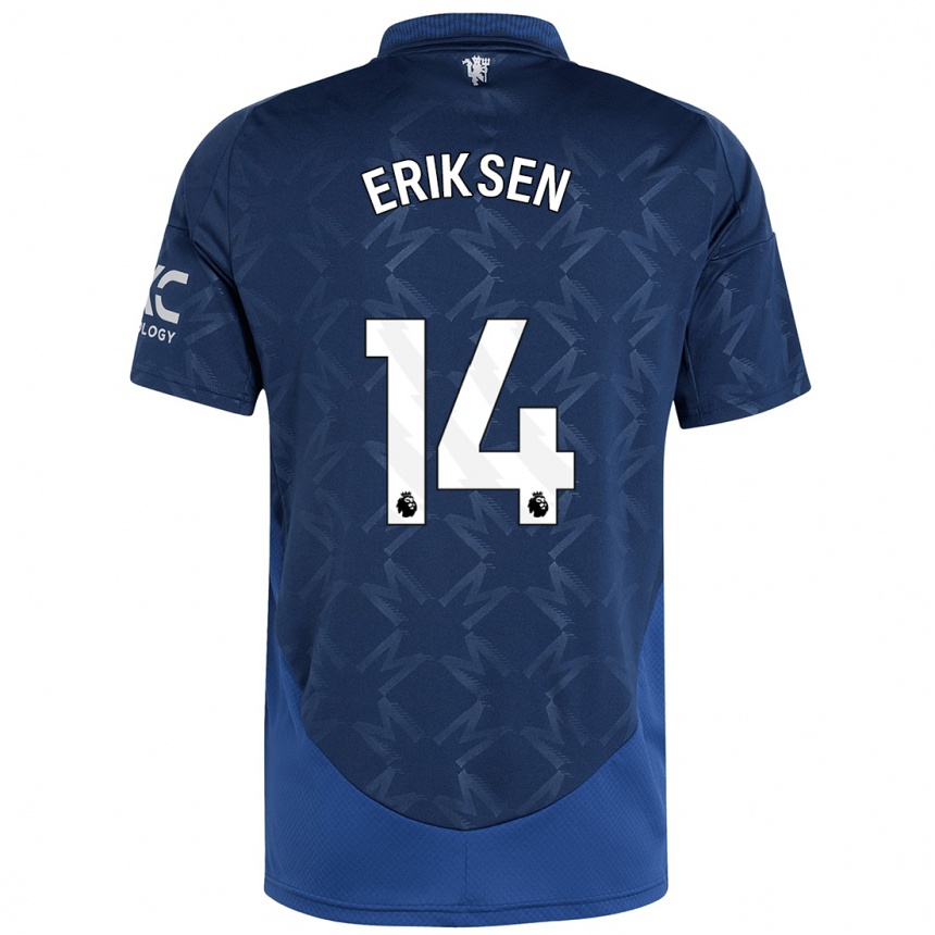 Kids Football Christian Eriksen #14 Indigo Away Jersey 2024/25 T-Shirt Australia