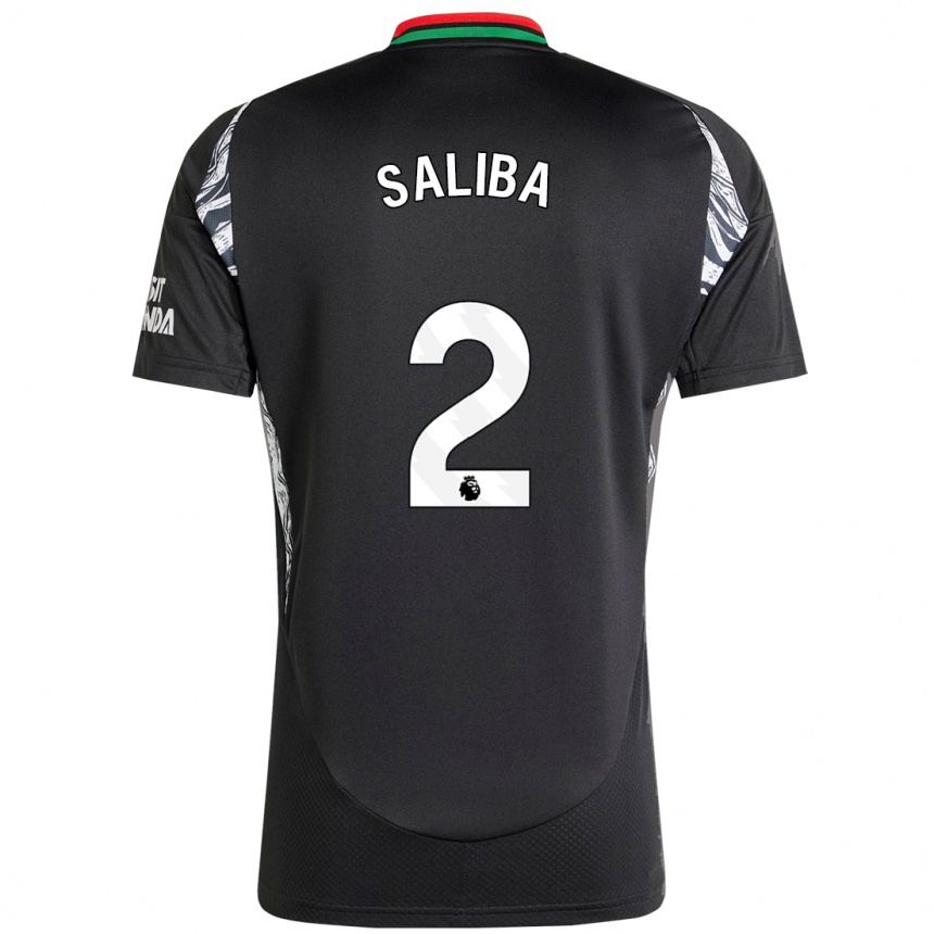 Kids Football William Saliba #2 Black Away Jersey 2024/25 T-Shirt Australia