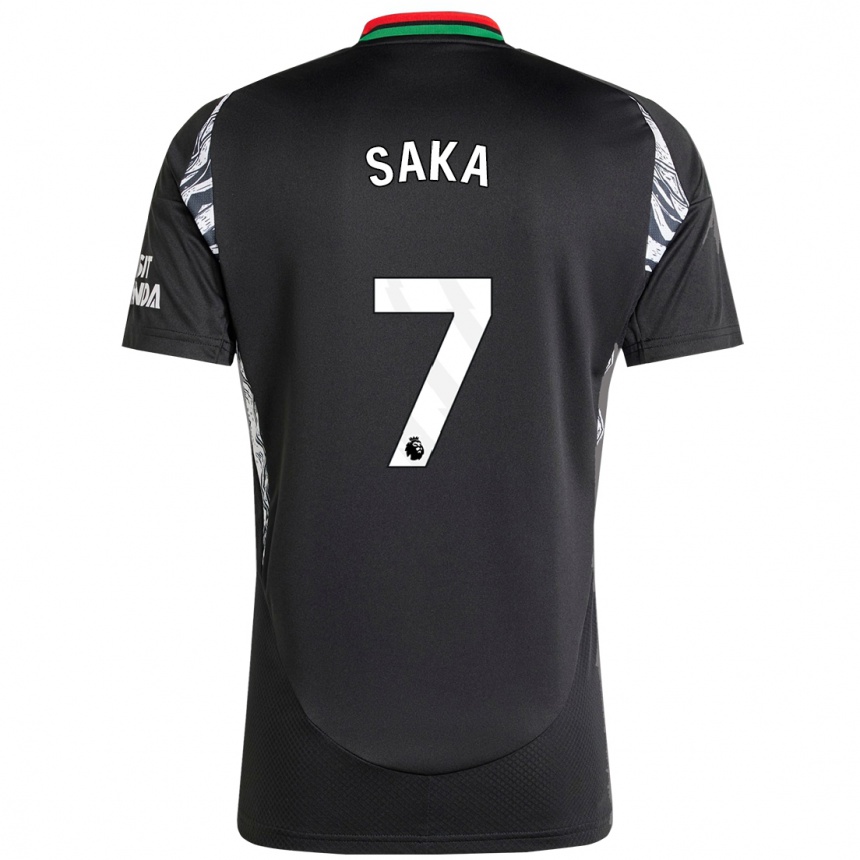 Kids Football Bukayo Saka #7 Black Away Jersey 2024/25 T-Shirt Australia