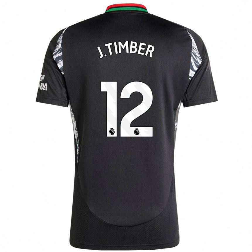 Kids Football Jurrien Timber #12 Black Away Jersey 2024/25 T-Shirt Australia