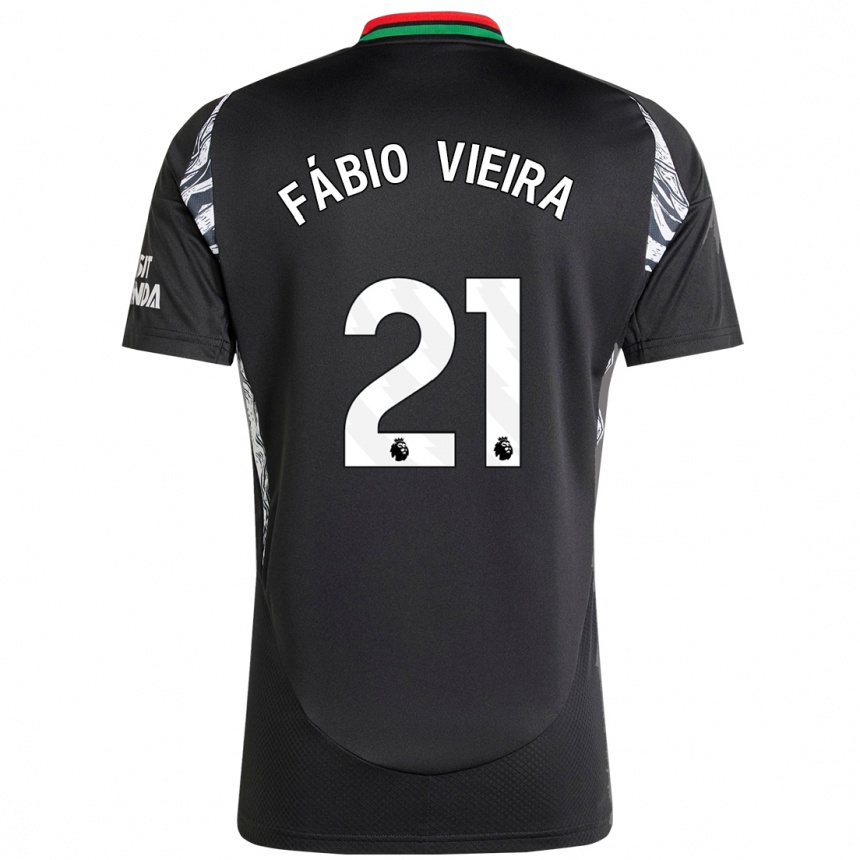 Kids Football Fabio Vieira #21 Black Away Jersey 2024/25 T-Shirt Australia