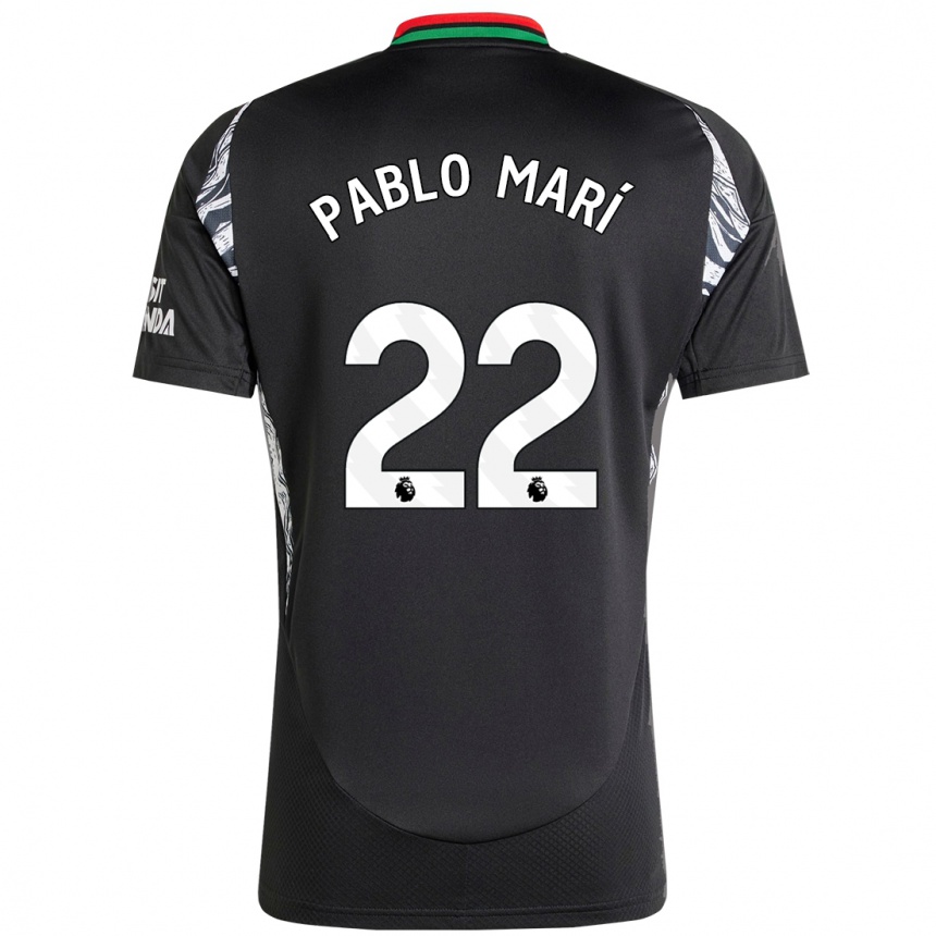 Kids Football Pablo Mari #22 Black Away Jersey 2024/25 T-Shirt Australia