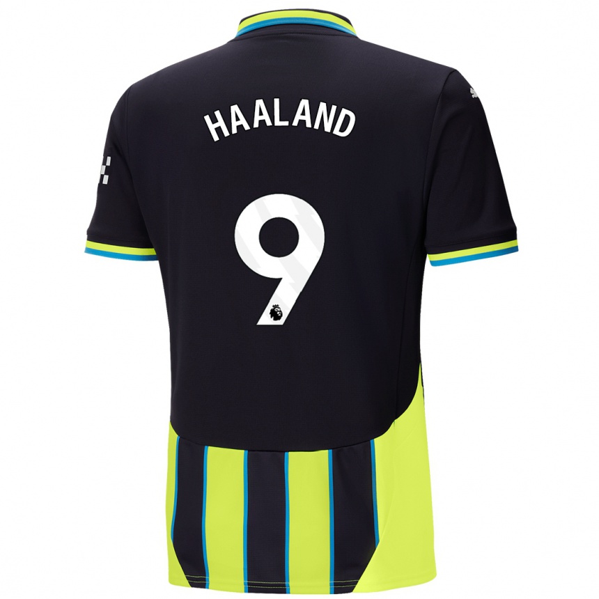 Kids Football Erling Haaland #9 Blue Yellow Away Jersey 2024/25 T-Shirt Australia