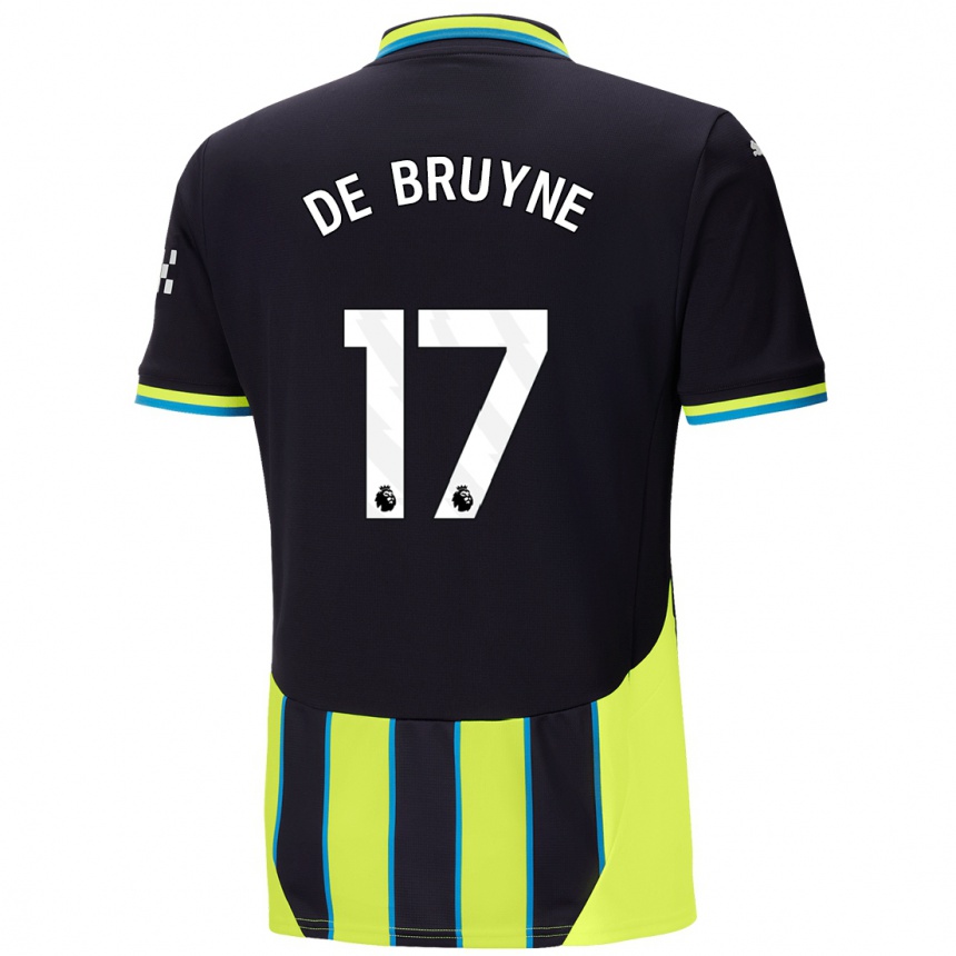 Kids Football Kevin De Bruyne #17 Blue Yellow Away Jersey 2024/25 T-Shirt Australia