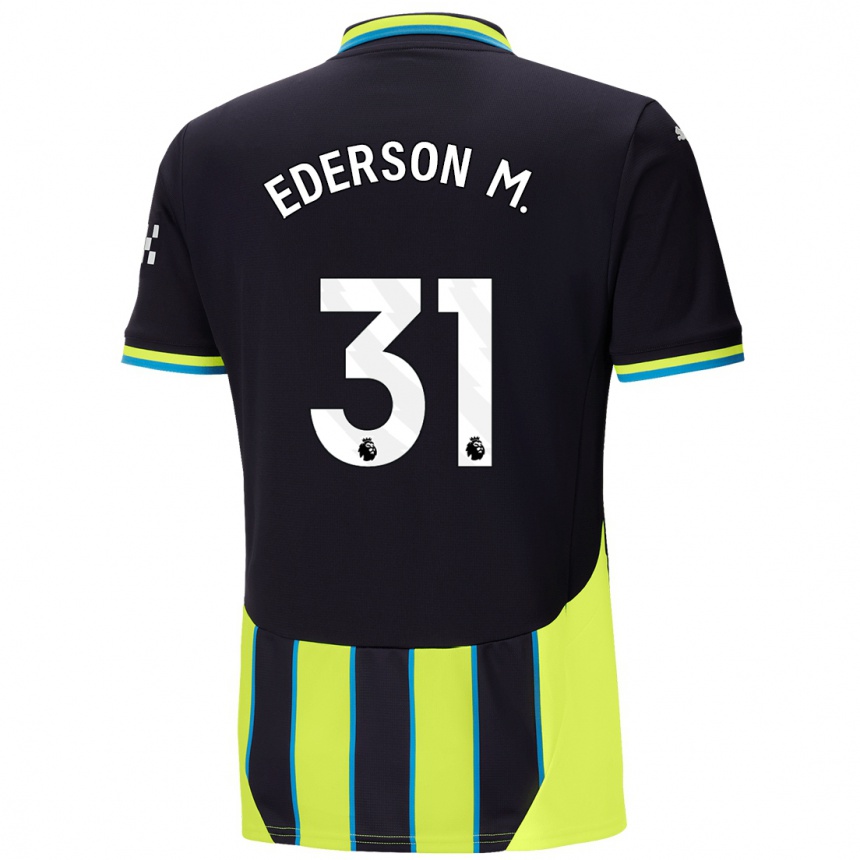 Kids Football Ederson Moraes #31 Blue Yellow Away Jersey 2024/25 T-Shirt Australia