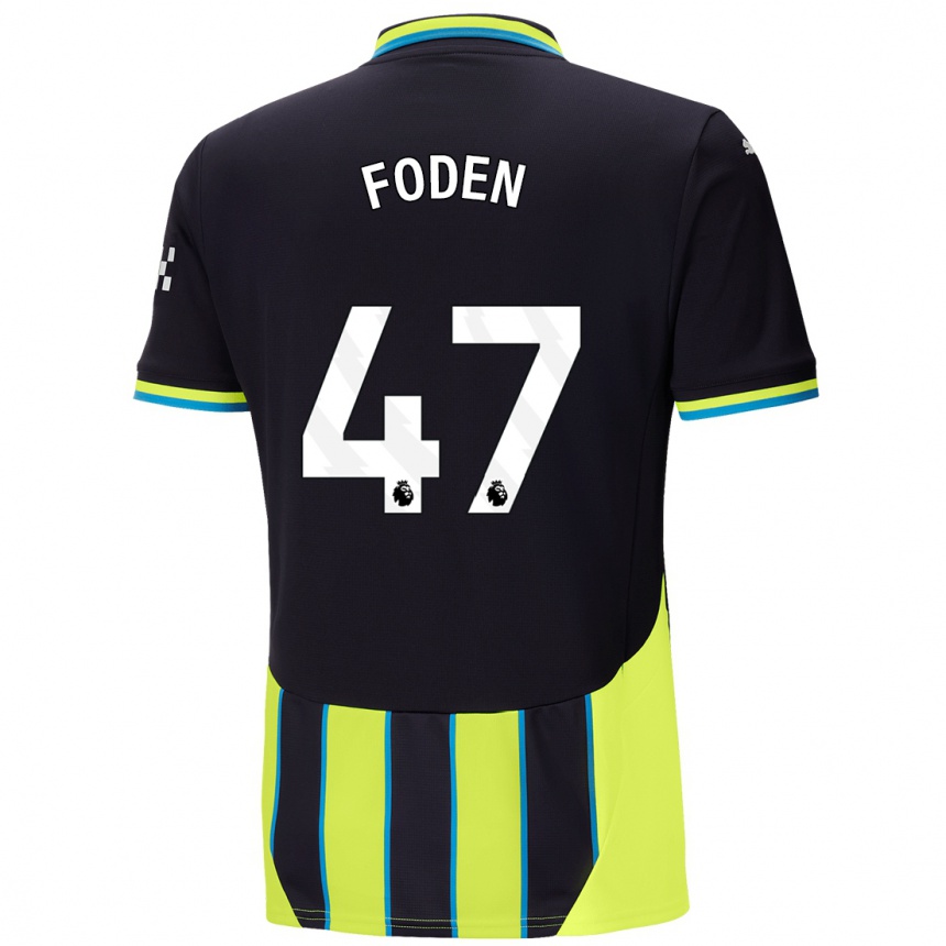 Kids Football Phil Foden #47 Blue Yellow Away Jersey 2024/25 T-Shirt Australia