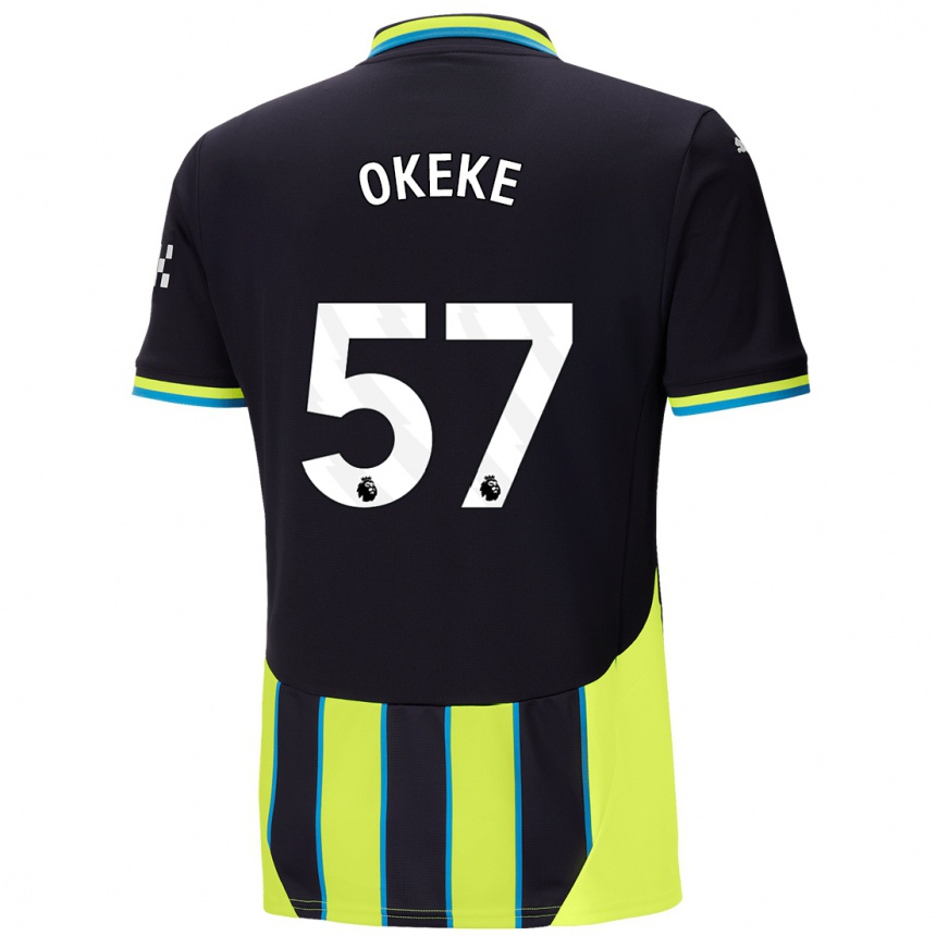 Kids Football Michael Okeke #57 Blue Yellow Away Jersey 2024/25 T-Shirt Australia