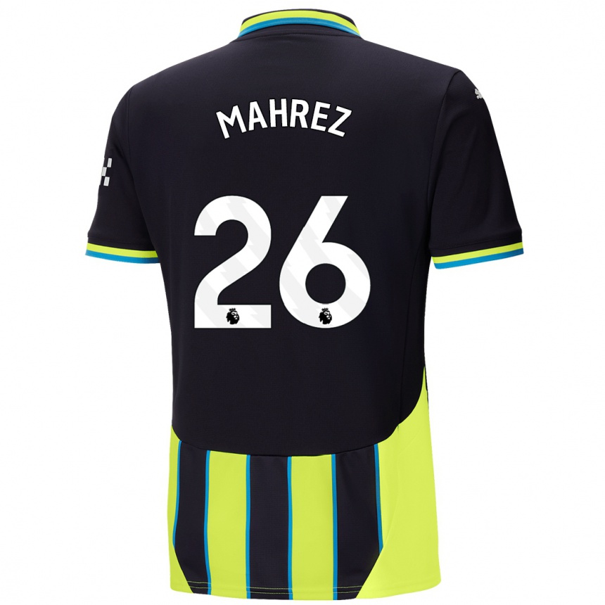 Kids Football Riyad Mahrez #26 Blue Yellow Away Jersey 2024/25 T-Shirt Australia