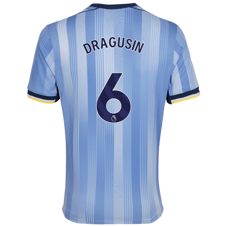 Kids Football Radu Drăgușin #6 Light Blue Away Jersey 2024/25 T-Shirt Australia