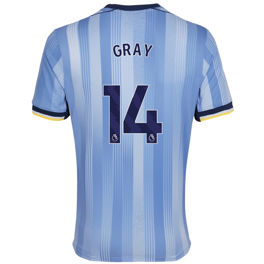 Kids Football Archie Gray #14 Light Blue Away Jersey 2024/25 T-Shirt Australia