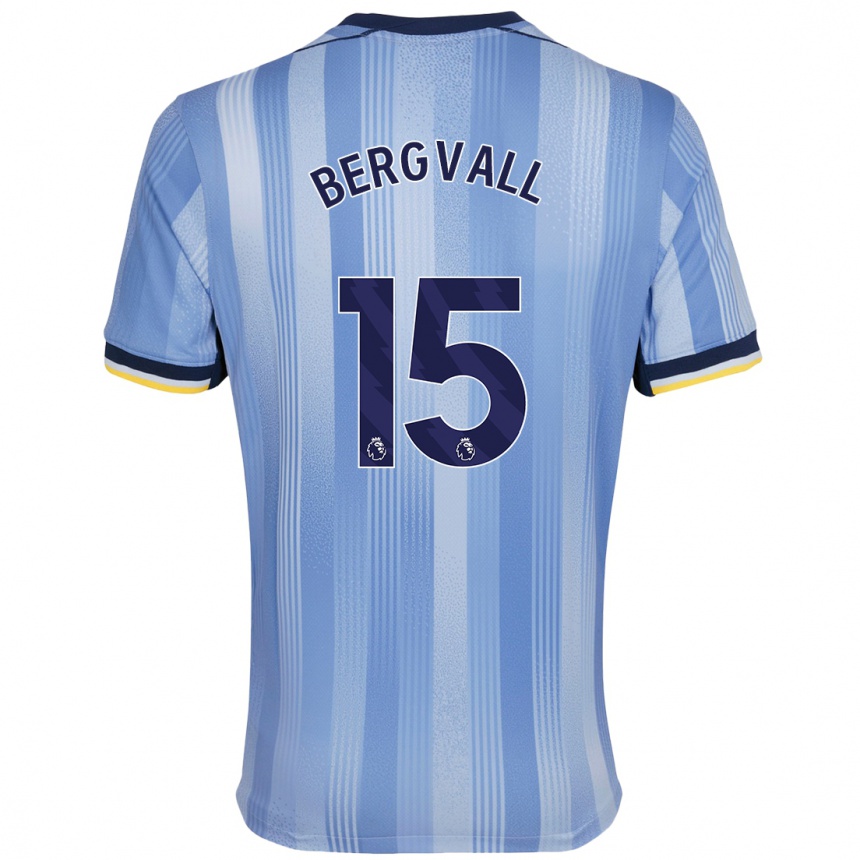 Kids Football Lucas Bergvall #15 Light Blue Away Jersey 2024/25 T-Shirt Australia