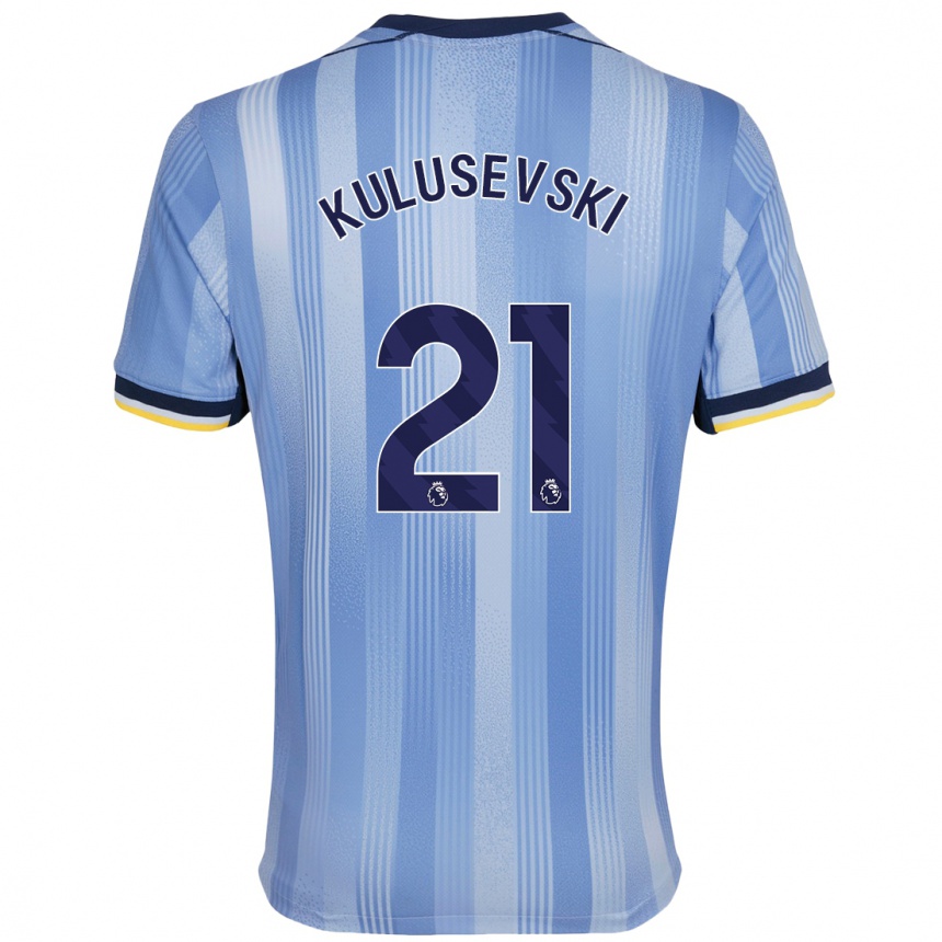 Kids Football Dejan Kulusevski #21 Light Blue Away Jersey 2024/25 T-Shirt Australia