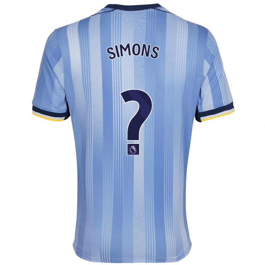 Kids Football Zach Simons #0 Light Blue Away Jersey 2024/25 T-Shirt Australia