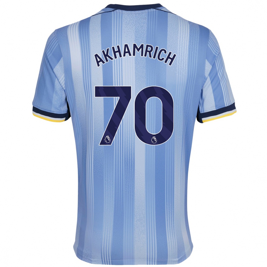 Kids Football Yusuf Akhamrich #70 Light Blue Away Jersey 2024/25 T-Shirt Australia