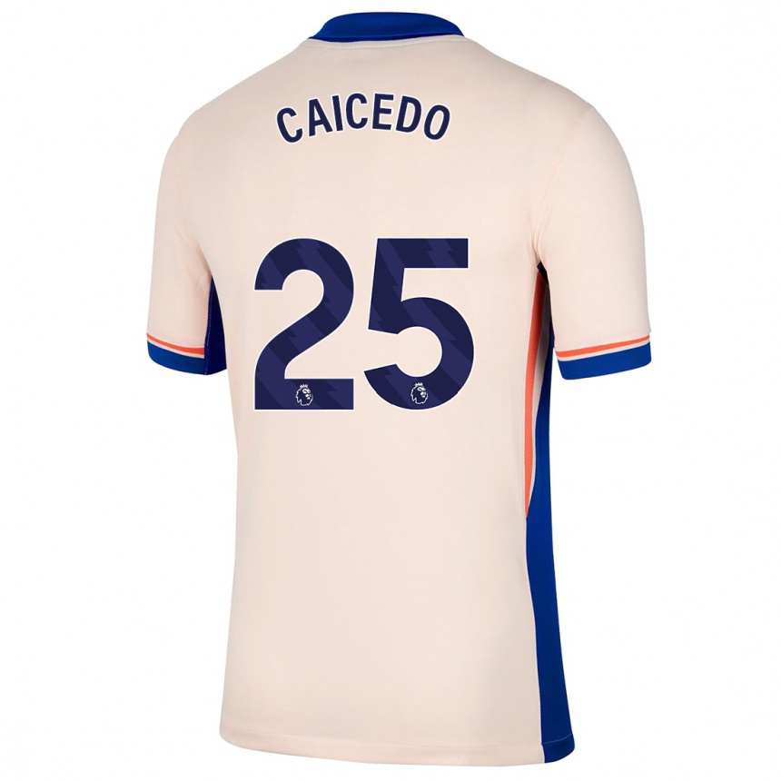 Kids Football Moisés Caicedo #25 Light Beige Away Jersey 2024/25 T-Shirt Australia