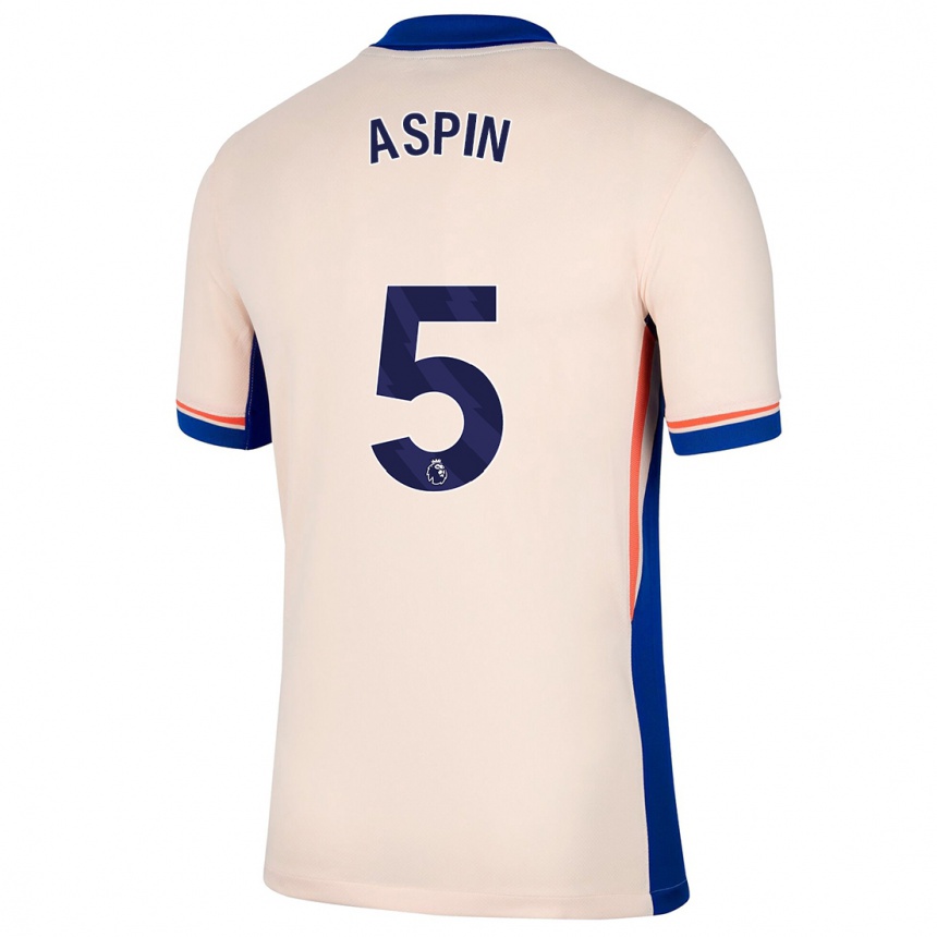 Kids Football Brooke Aspin #5 Light Beige Away Jersey 2024/25 T-Shirt Australia