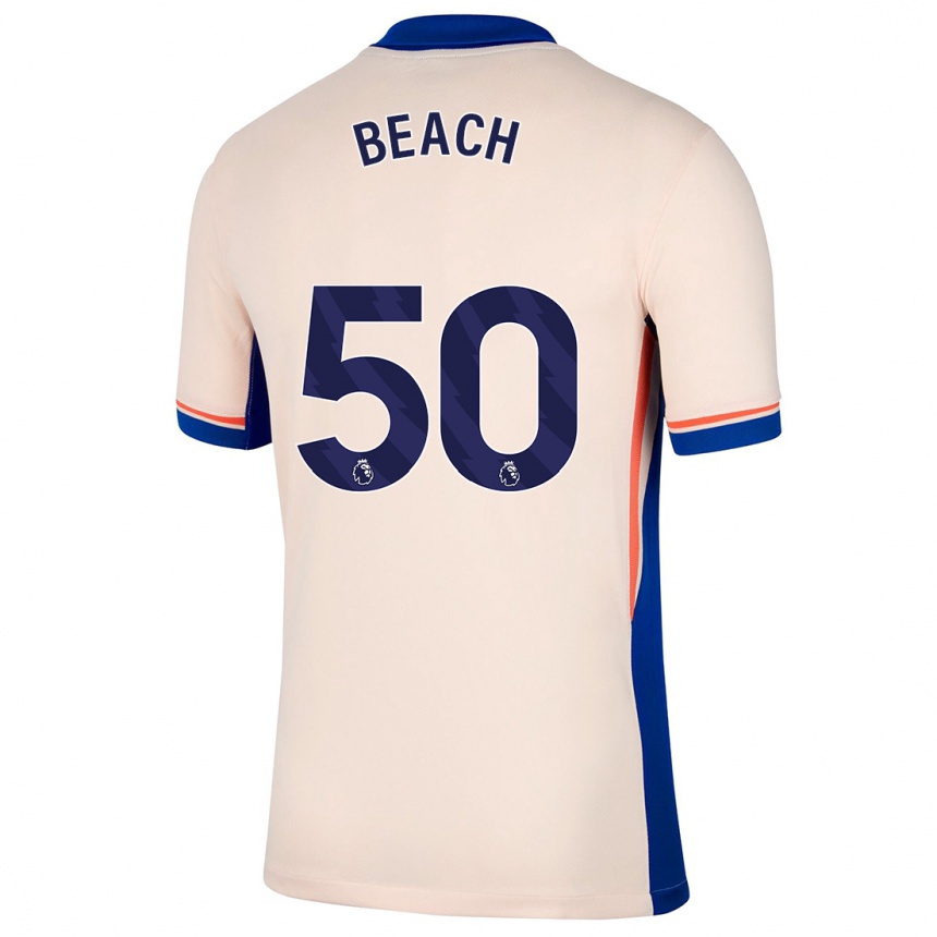 Kids Football Eddie Beach #50 Light Beige Away Jersey 2024/25 T-Shirt Australia