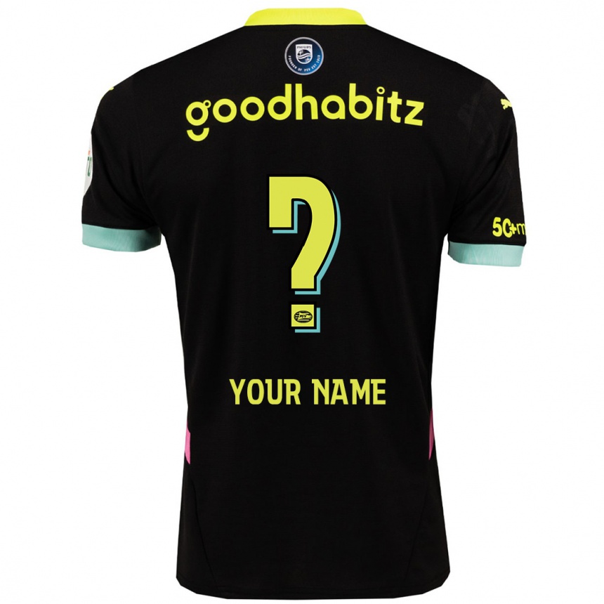 Kids Football Your Name #0 Black Yellow Away Jersey 2024/25 T-Shirt Australia