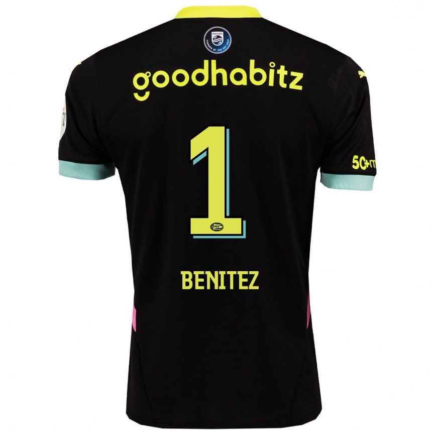 Kids Football Walter Benítez #1 Black Yellow Away Jersey 2024/25 T-Shirt Australia