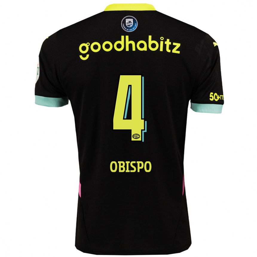 Kids Football Armando Obispo #4 Black Yellow Away Jersey 2024/25 T-Shirt Australia