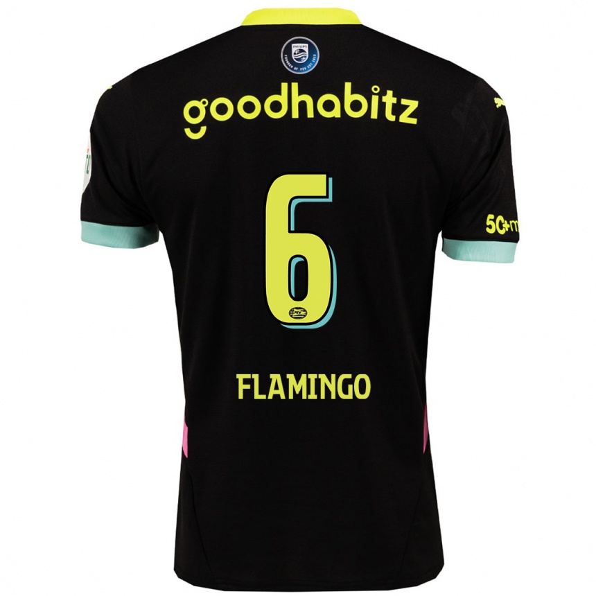 Kids Football Ryan Flamingo #6 Black Yellow Away Jersey 2024/25 T-Shirt Australia