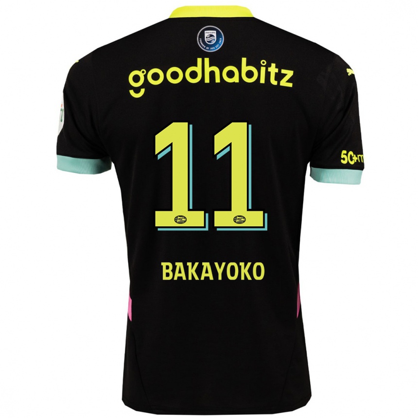 Kids Football Johan Bakayoko #11 Black Yellow Away Jersey 2024/25 T-Shirt Australia