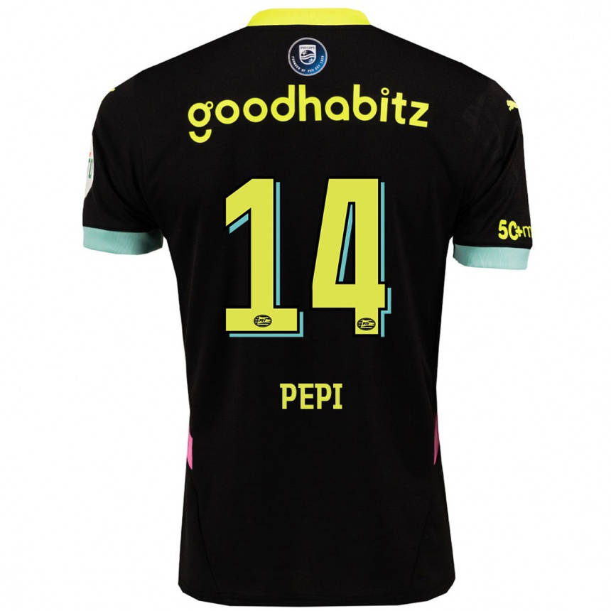 Kids Football Ricardo Pepi #14 Black Yellow Away Jersey 2024/25 T-Shirt Australia