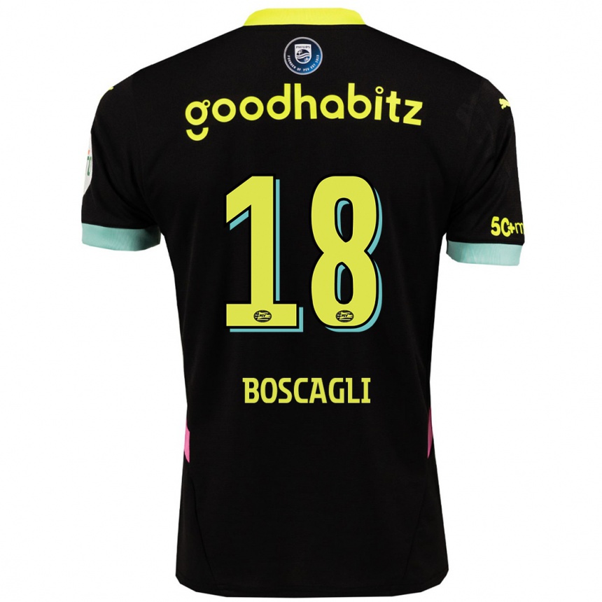 Kids Football Olivier Boscagli #18 Black Yellow Away Jersey 2024/25 T-Shirt Australia