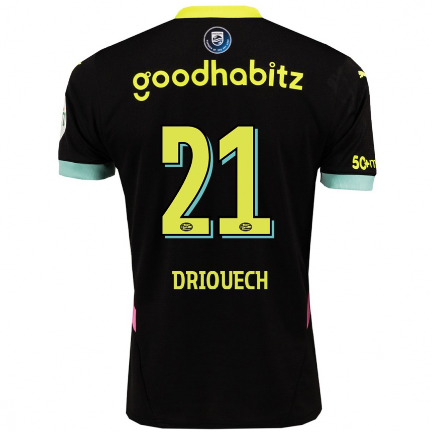 Kids Football Couhaib Driouech #21 Black Yellow Away Jersey 2024/25 T-Shirt Australia