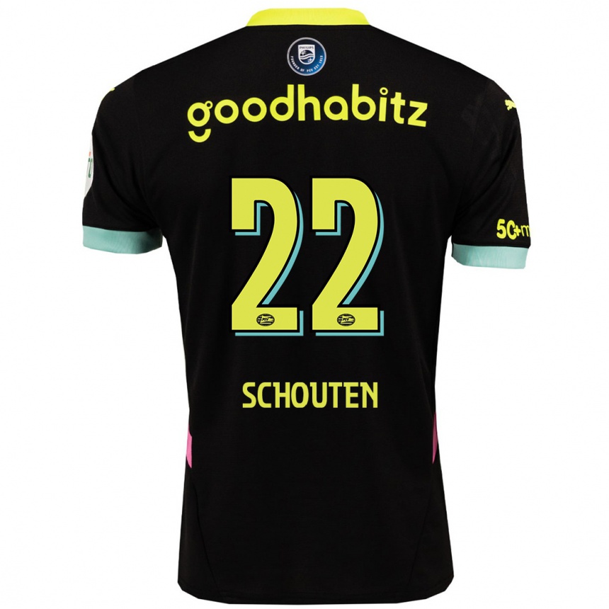 Kids Football Jerdy Schouten #22 Black Yellow Away Jersey 2024/25 T-Shirt Australia