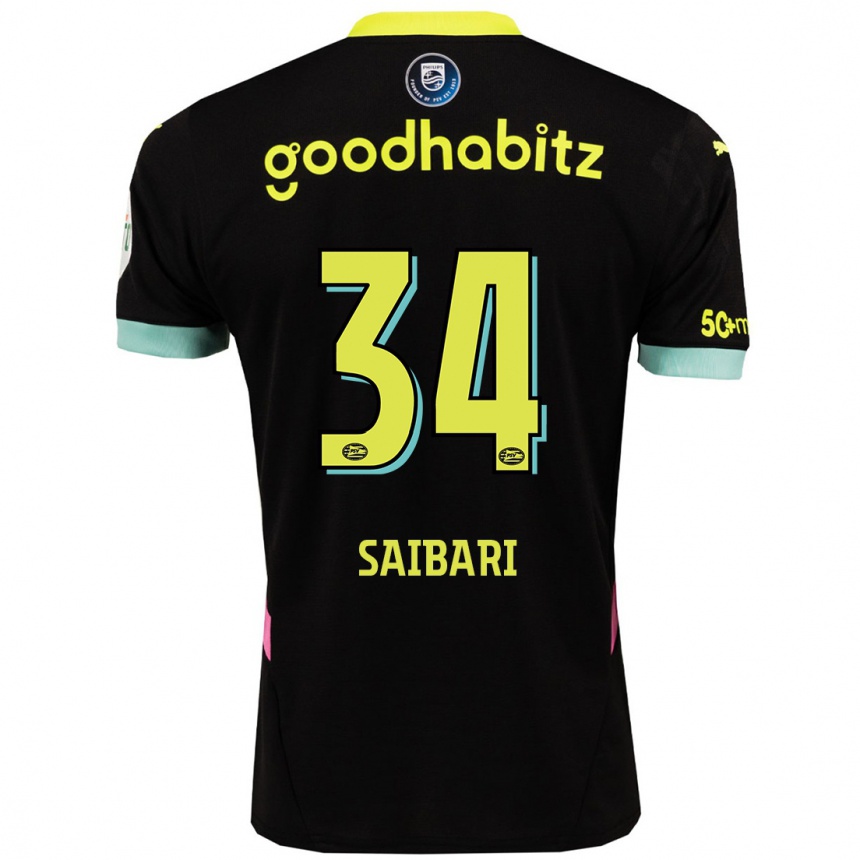 Kids Football Ismael Saibari #34 Black Yellow Away Jersey 2024/25 T-Shirt Australia