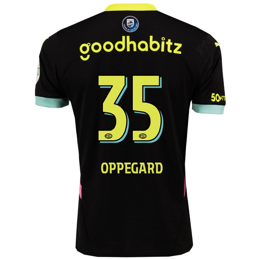 Kids Football Fredrik Oppegard #35 Black Yellow Away Jersey 2024/25 T-Shirt Australia