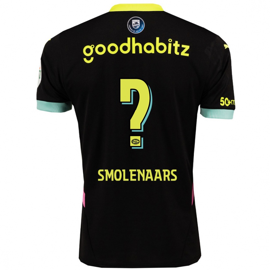 Kids Football Tijn Smolenaars #0 Black Yellow Away Jersey 2024/25 T-Shirt Australia